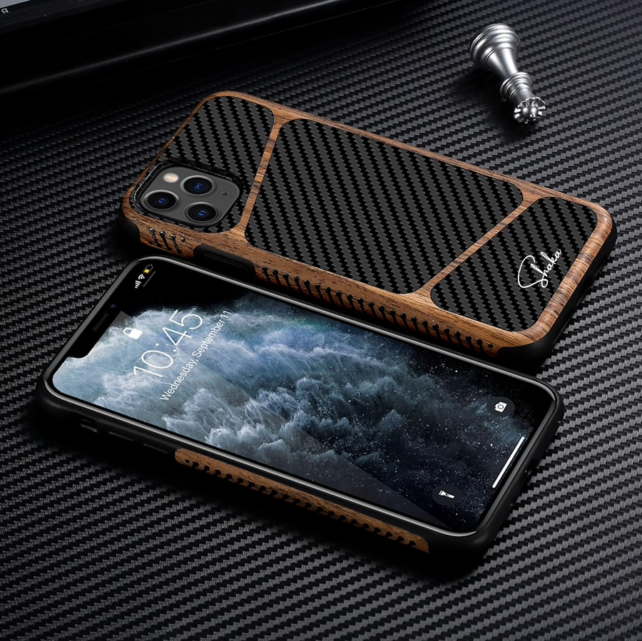 Carbon Fiber Wood Grain iPhone Case Shaka Cases