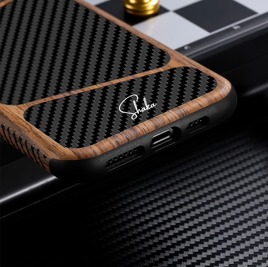 Carbon Fiber Wood Grain iPhone Case Shaka Cases