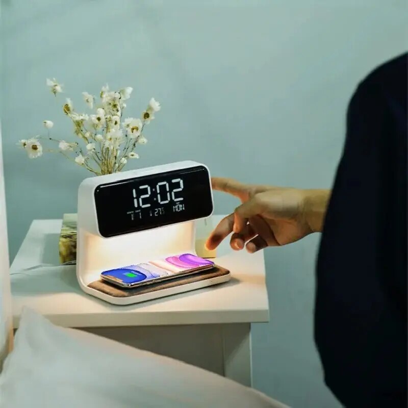 3 In 1 Alarm Clock Wireless Charger Lamp